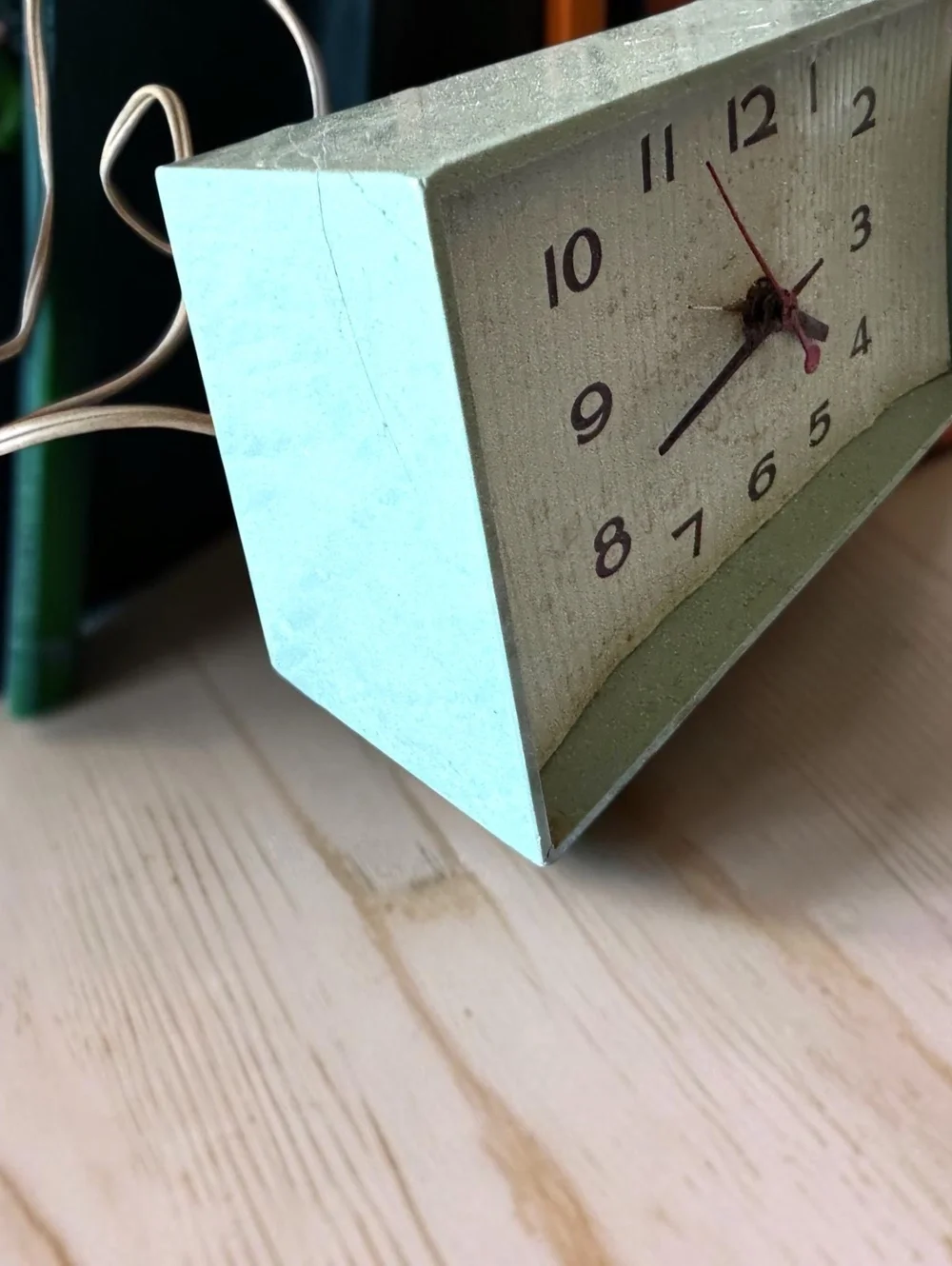 Vintage GE Telechron Electric Alarm Clock Model 7H621B Green Mid Century Decor